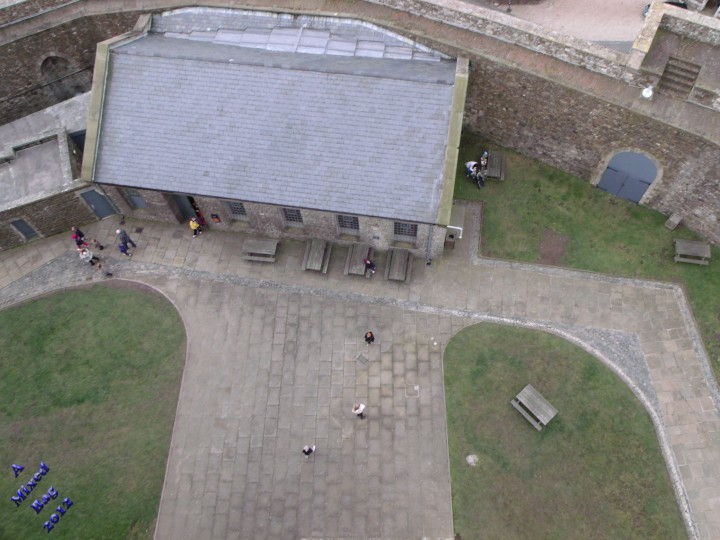 View of one of the outbuildings from the roof of Dover Castle